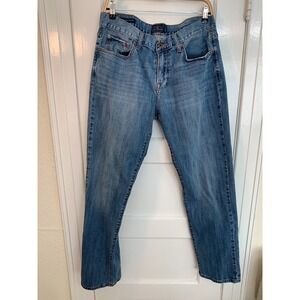 Lucky Brand Jeans Men's 34x32 Original Straight Medium Wash Denim Zip **READ**
